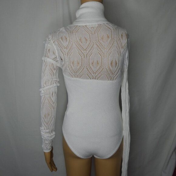 Free People Pretty in Pointelle White Bodysuit Sm - Picture 6 of 11